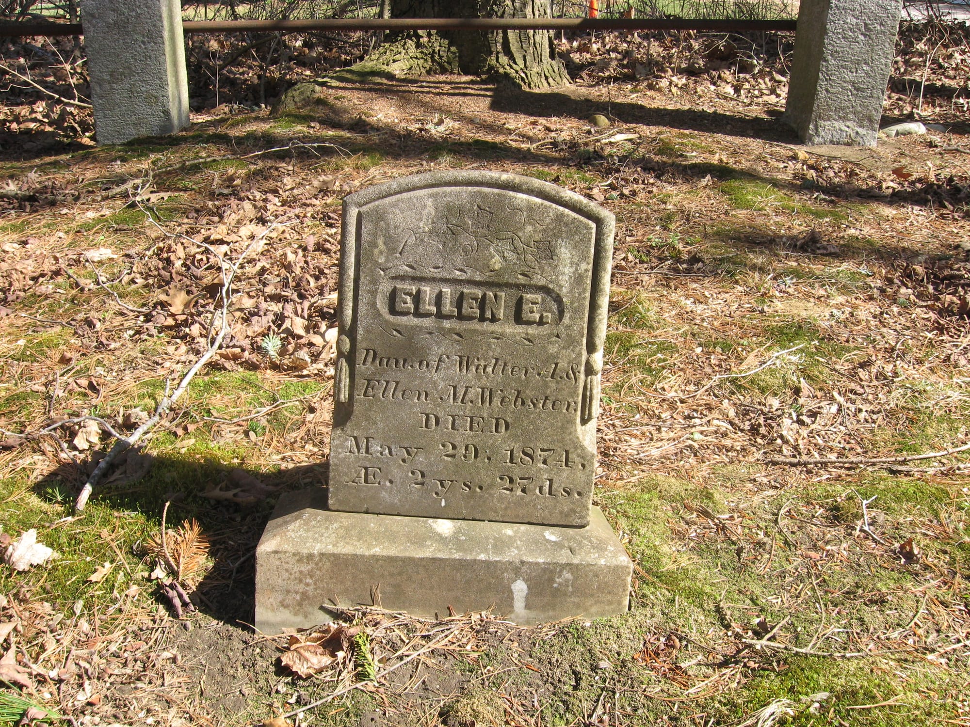 Ellen E. Webster gravestone before restoration