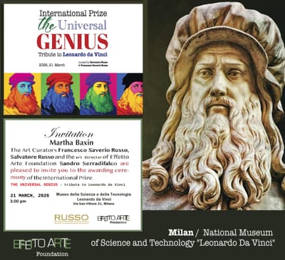 Artist SELECTED Milan New York Prize UNIVERSAL GENIUS tribute Leonardo da Vinci