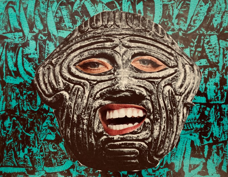 LEFT: The Hunter (2024) 8 cm x 5.5 cm ~ CENTRE: Mask (2024) 11 cm x 8 cm ~ RIGHT: Oh Mary Lou (2024) 8 cm x 5.5 cm