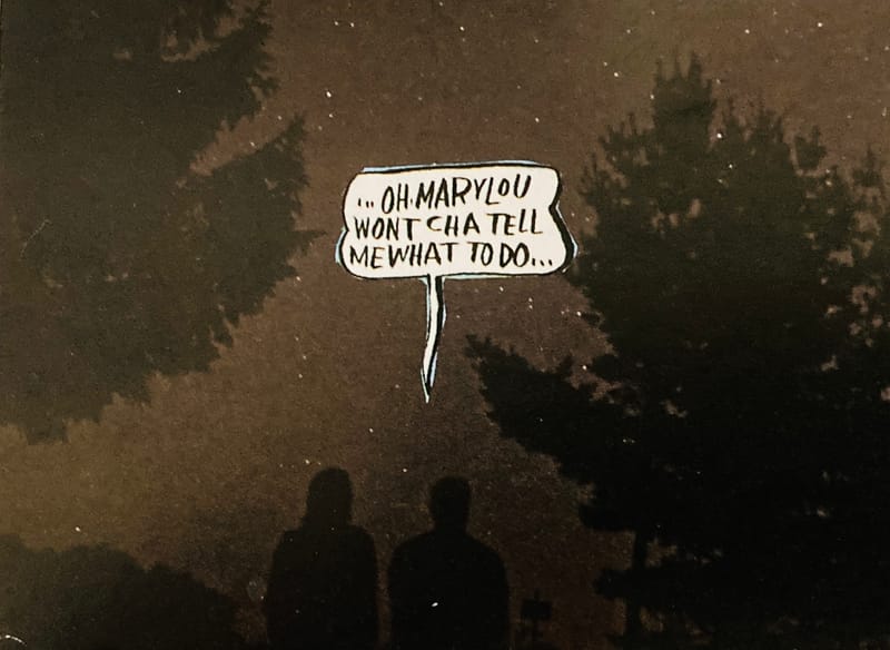 LEFT: The Hunter (2024) 8 cm x 5.5 cm ~ CENTRE: Mask (2024) 11 cm x 8 cm ~ RIGHT: Oh Mary Lou (2024) 8 cm x 5.5 cm