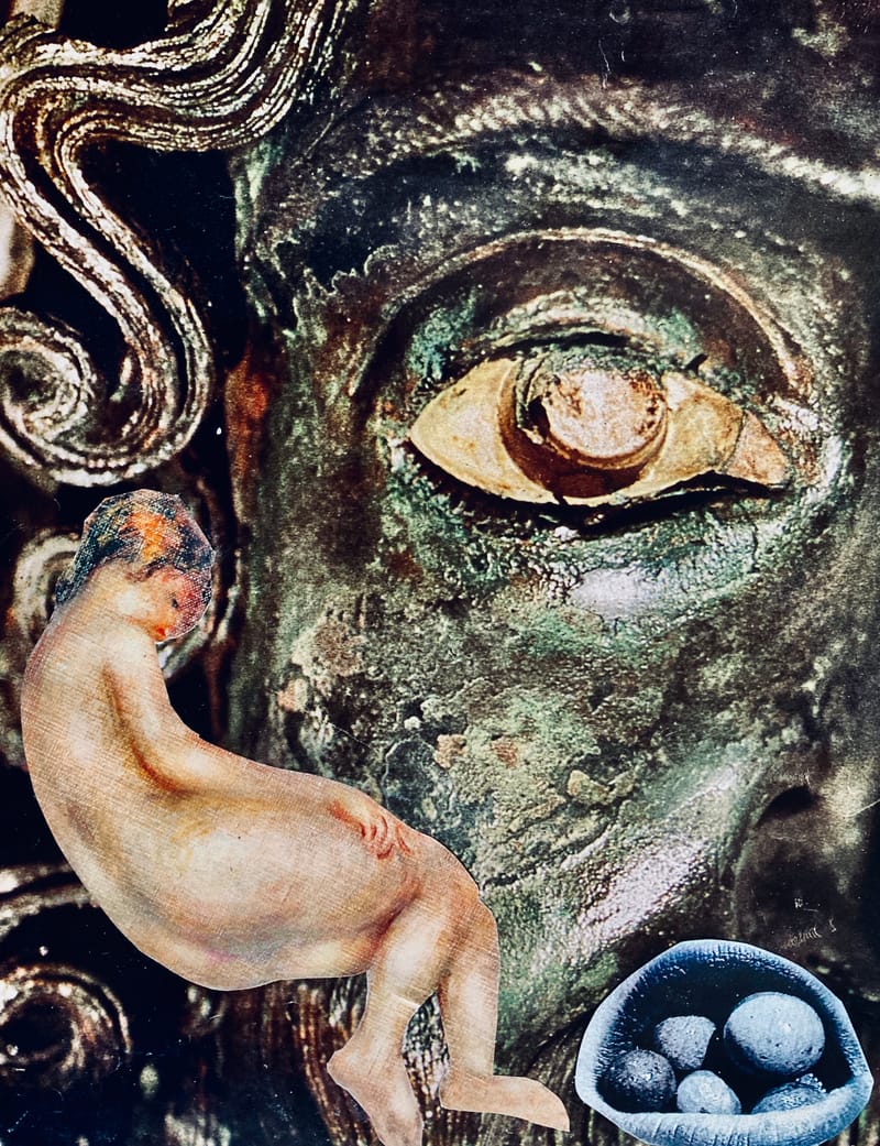 LEFT: The Bench (2024) 12 cm x 18 cm ~ CENTRE: Orpheus & Eurydice (2024) 20 cm x 26 cm