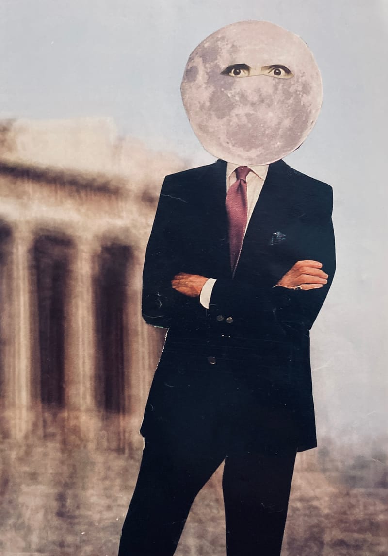 LEFT: The Dark Side of the Moon (2025) 12 cm x 17 cm ~ CENTRE: Smile at the Foot of the Ladder (2025) 12 cm x 8 cm ~ RIGHT: La Misérable (2025) 27 cm x 35 cm