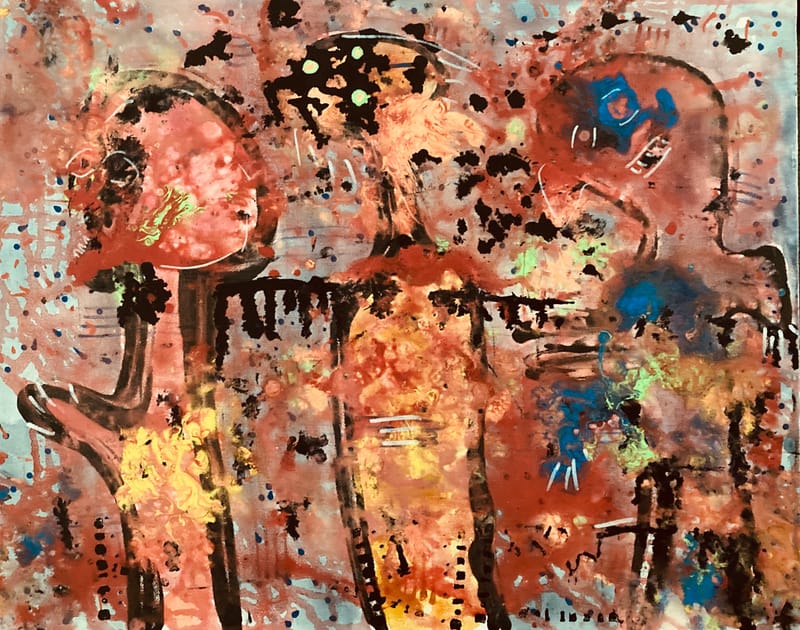 LEFT: Unwise Men (2026) 50 cm x 40 cm ~ CENTRE: Untitled Abstract (2026) 50 cm x 40 cm ~ RIGHT: Cityscape (2026) 50 cm x 40 cm