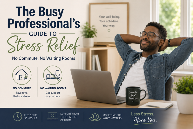 The Busy Professional’s Guide to Stress Relief: No Commute, No Waiting Rooms