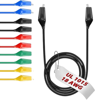 12pcs/20in. Alligator Clips Electrical with Wires UL1015/18AWG, 6 Colors Jumper Test Leads Set, 1.77in. Clips Soldered with Wires- EDGELEC