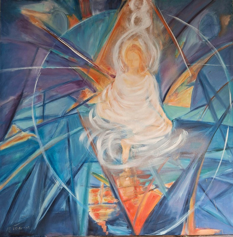 דבי אשל, אקריליק על בד, 100*100 ס"מ. מחיר 3,800 שח