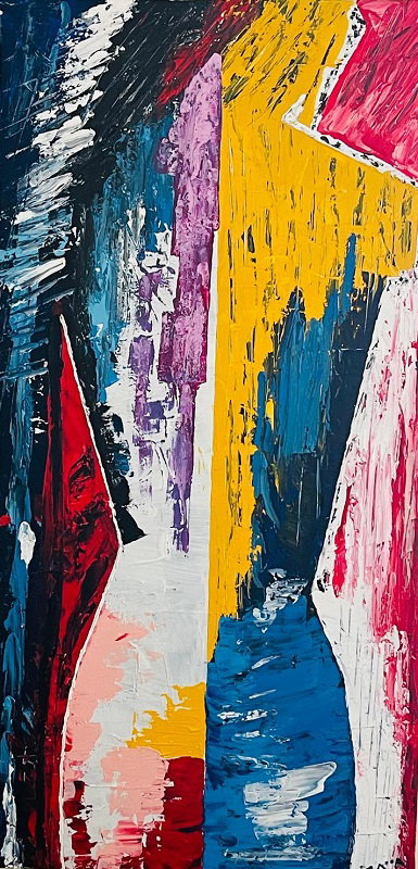 חיים רון, אקריליק על בד, 122 על 60 ס"מ. 3,600 ש"ח