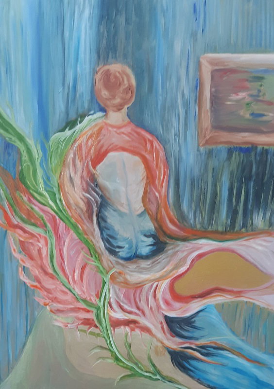 רחל אורן, שמן על בד, 80 על 60 ס"מ.