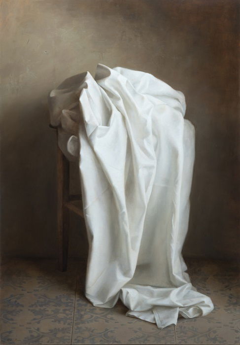 Dana Zaltzman, Cloth, 2022, Oil on Wood, 100 x 70 cm