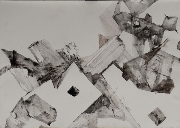 Rachel Kainy, Missing houses, Pigment and watercolor on paper, 49x69 cm