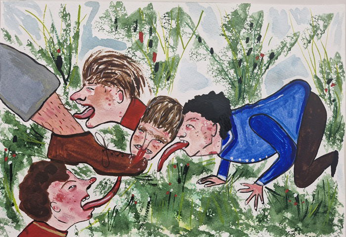 Tama Goren, Primaries at Kfar Maccabiah, 2025, watercolors on paper, 21x30 cm