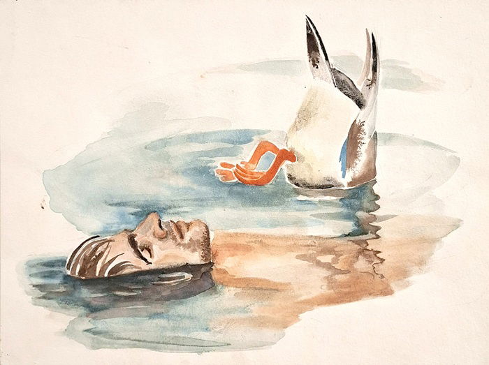 Nivi_Alroy_Drift 1_2020-2023_Pencil and watercolor on paper_27X35 cm