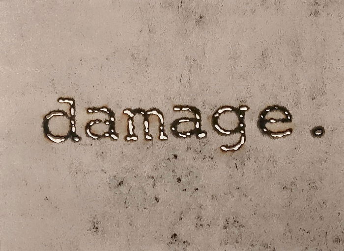 Uri Gershuni, Damage, 2016, Archival Inkjet Print Burnt with a Magnifying Glass and the aid of the sun, 40X50 cm (Framed)