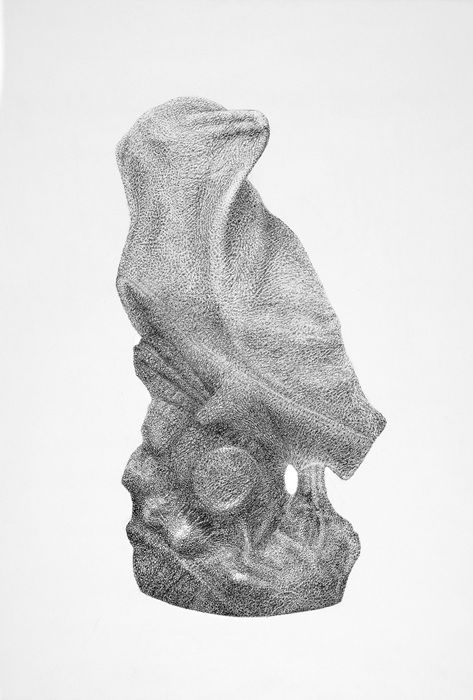 רונן רז, Porcelain Revival , פחם על נייר, 100x70 ס"מ , 2024. צילום: דדי אליאס