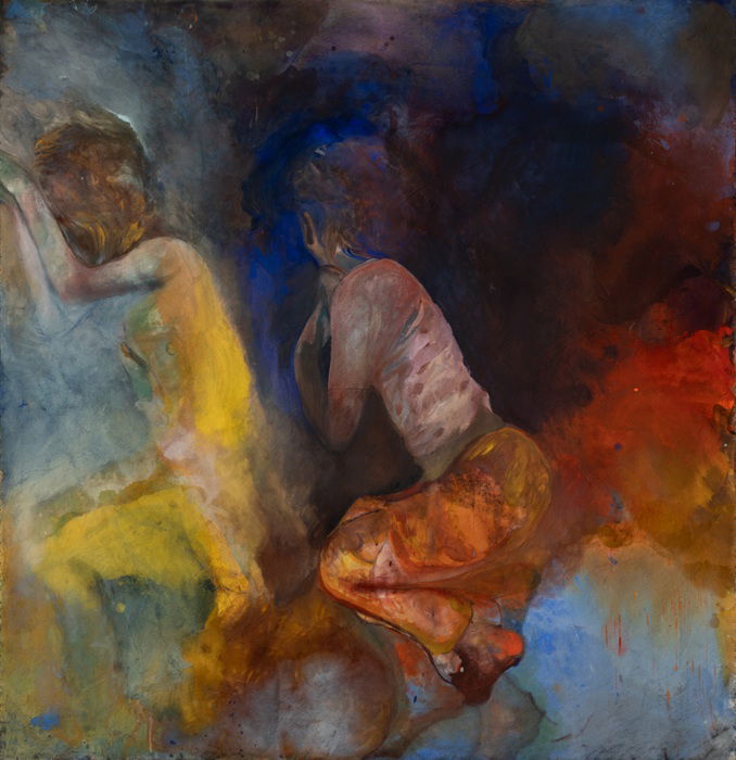  מיה בלוך, מחבואים, שמן ופיגמנטים על בד, 189x183ס״מ, 2025, צילום: לנה גומון   