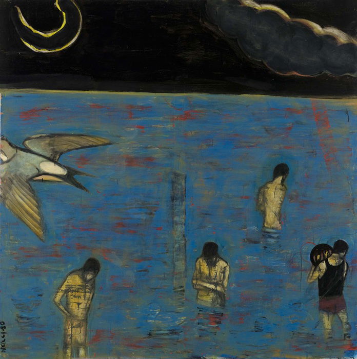 אבנר כץ, פנאי בגן עדן, 2008, שמן על בד