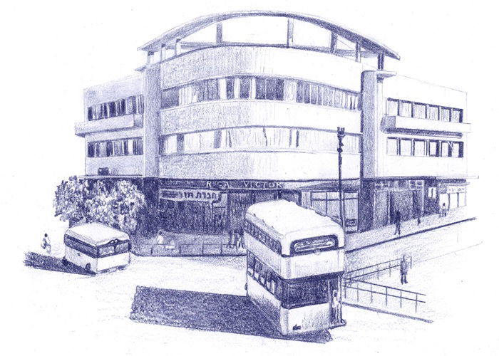 רותי זינגר, ככר מגן דוד, עפרון תרמוטרנספר על נייר, 29.7x21 ס"מ, 2025, צילום: באדיבות האמנית 