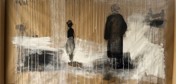 טלי נבון, קטע מתוךמסע 2 70_500 סמ שמן וגרפית על נייר חום 2024, צילום: באדיבות האמנית