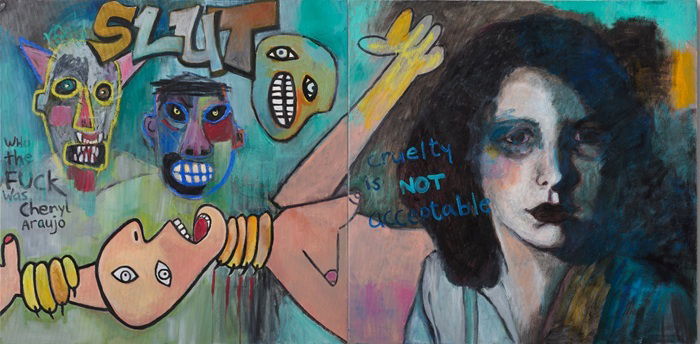תמר בן שאול, Who The Fuck Was Cheryl Araujo, 2021, שמן על בד, פרט צילום: יובל חי