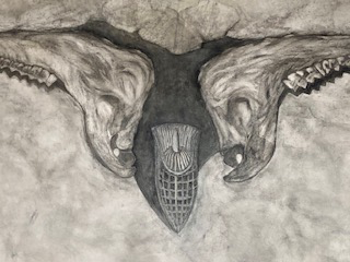 גילית לוין רונן,  אנלוגיה דיגיטלית 2025 פחם על בד