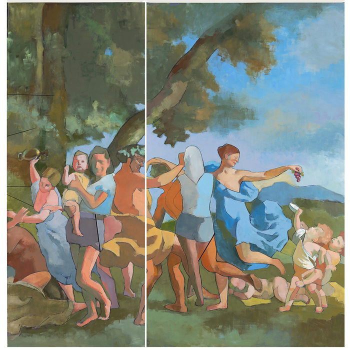 Zohar Tal Inbar, Kibbutz Basilica (1,2), 2022, Acrylic on Canvas, 200 x 200 cm
