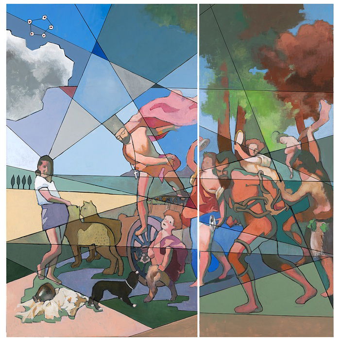Zohar Tal Inbar, Kibbutz Basilica (3,4), 2022, Acrylic on Canvas, 200 x 200 cm
