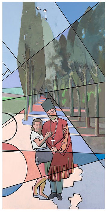 Zohar Tal Inbar, Kibbutz Basilica (6), 2022, Acrylic on Canvas, 200 x 100 cm