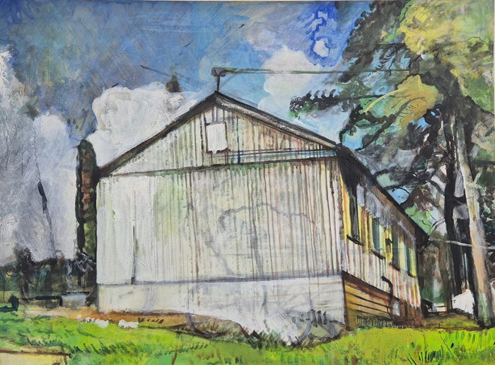 נועם ונטורה, צריף בקיבוץ, אקריליק ושמן על בד, 80X60 ס"מ, 2022