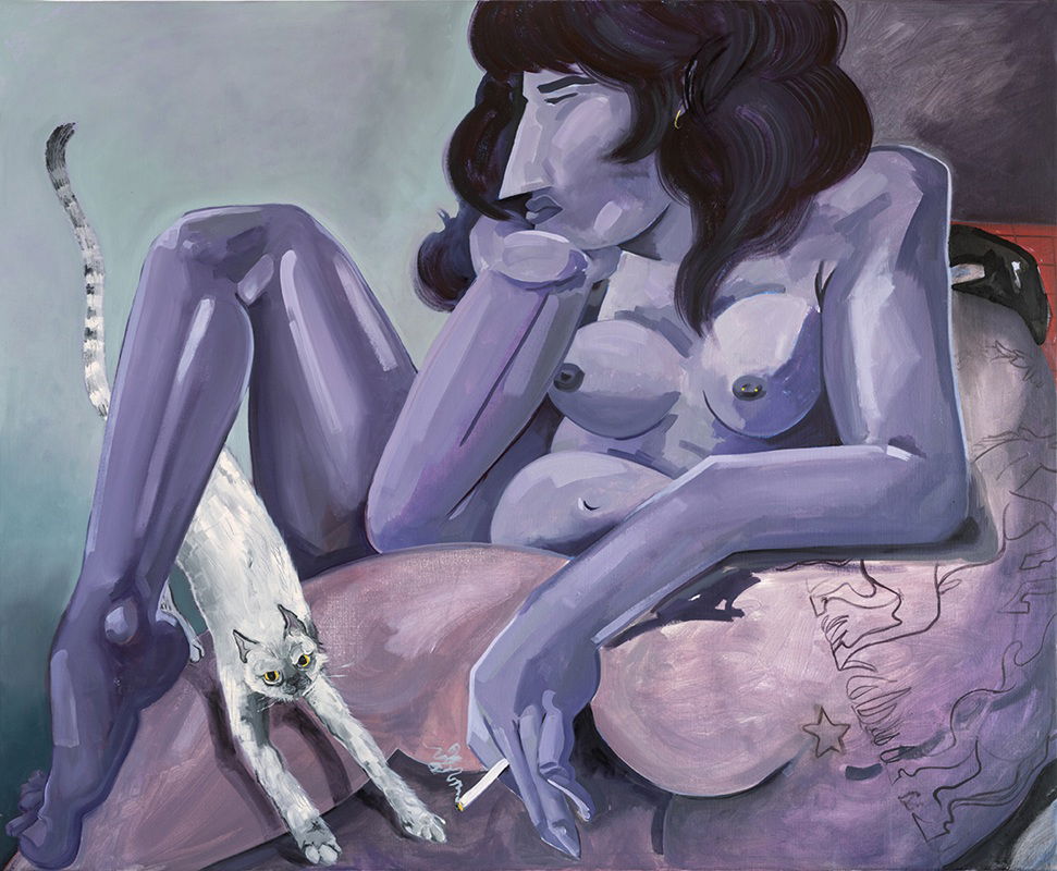 Noa Ironic, Hot Mediterranean summer night, 2025, oil on linen, 90x110 cm