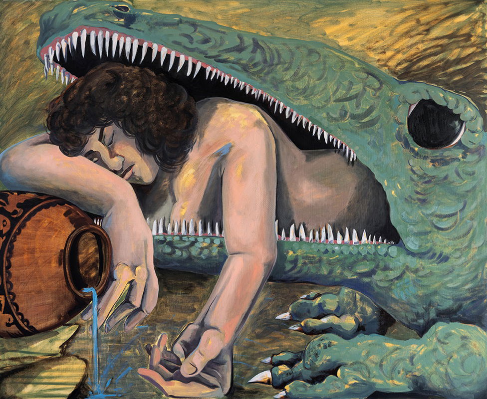 Noa Ironic, Sleeping at the dentist, 2025, oil on linen, 90x110 cm 