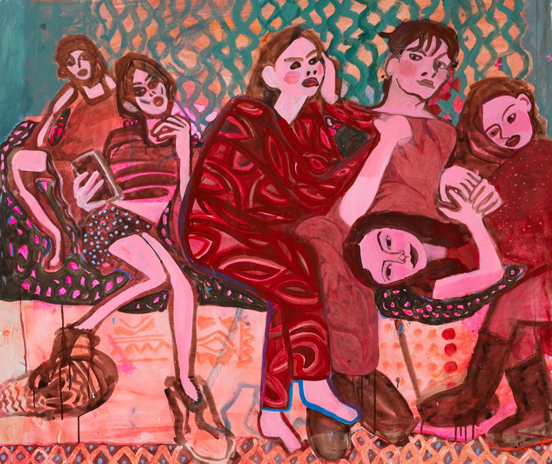 מיכל טמיר, אוהל אדום 2025 אקריליק על קנווס 124x162ס״מ צילום: לנה גומון