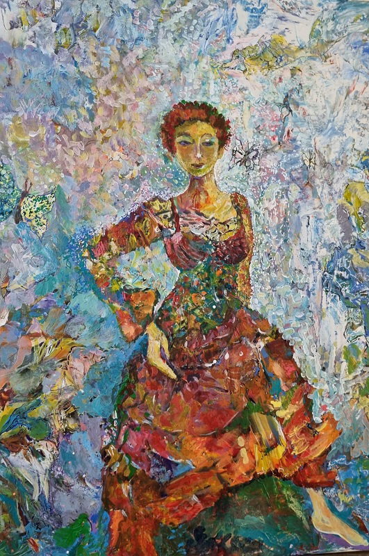 ילנה מקונוביצקי, אקריליק על בד, 70 על 50 ס"מ.