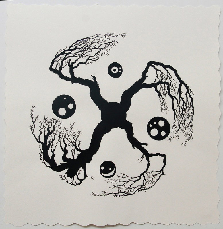 Roee Rosen, Caspar David Friedrich Swastika Moon, 2025, acrylic on paper, 57x57 cm