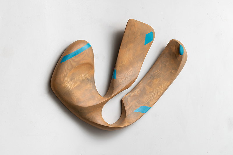 Uriel Miron, Ventilator, 2026, ebonized ash wood and oil paint, 63x96x11 cm (side b)