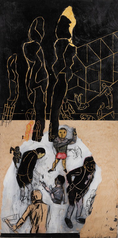 Avner Katz, Untitled (6), 2016, mixed media on plywood, 121x60 cm