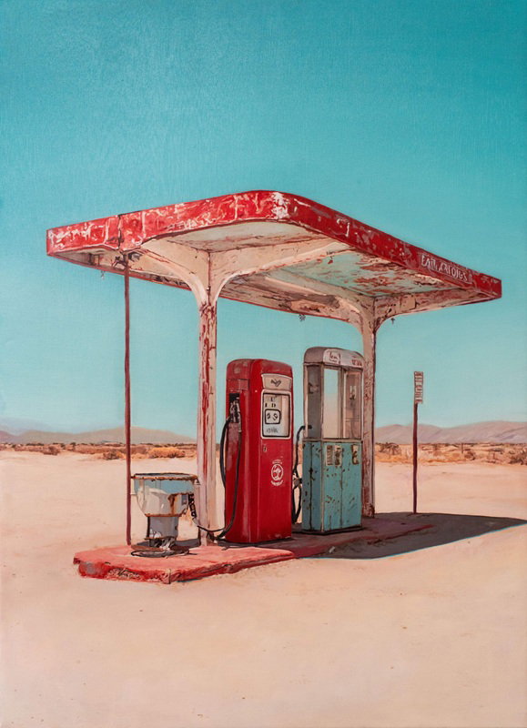 יגאל עוזרי, Neon Ruins, 30x20 in, oil on canvas, 2026 צילום: פריתווי ראתור