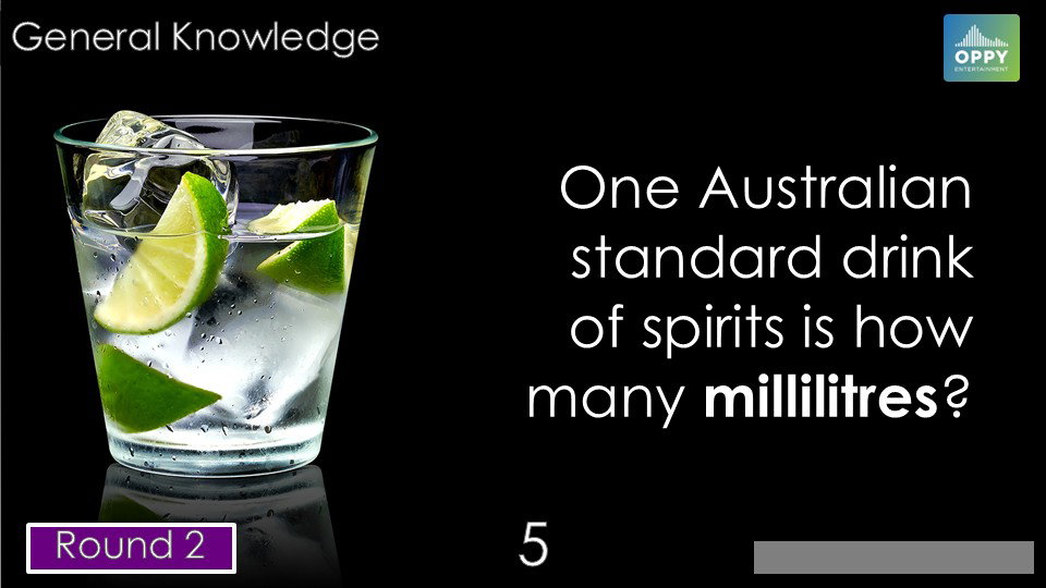 Cocktail in a clear glass with ice and lime for a general knowledge trivia round.