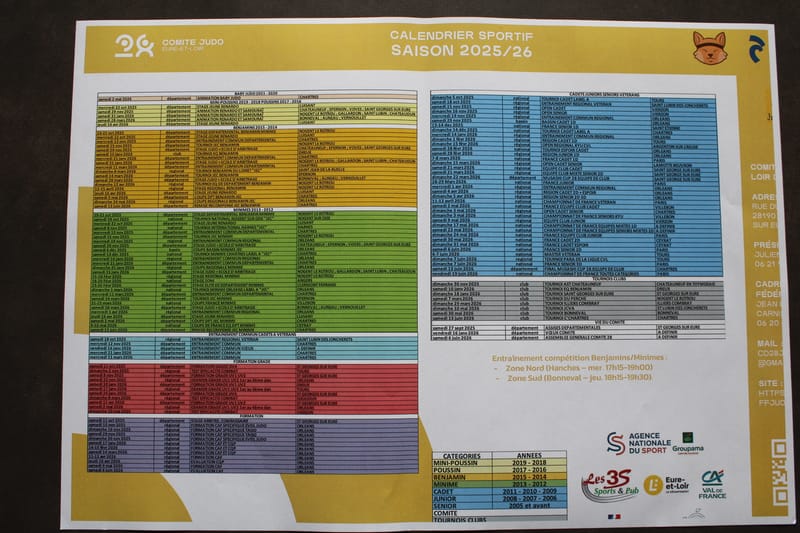 Calendrier saison 2025-2026