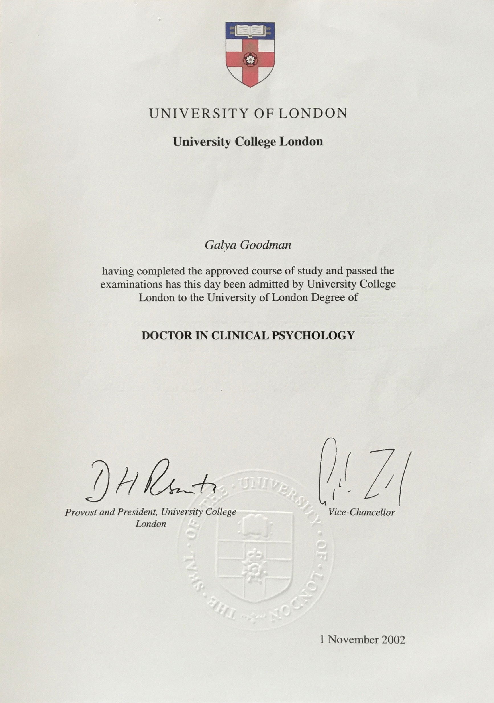 Doctorate in Clinical Psychology 