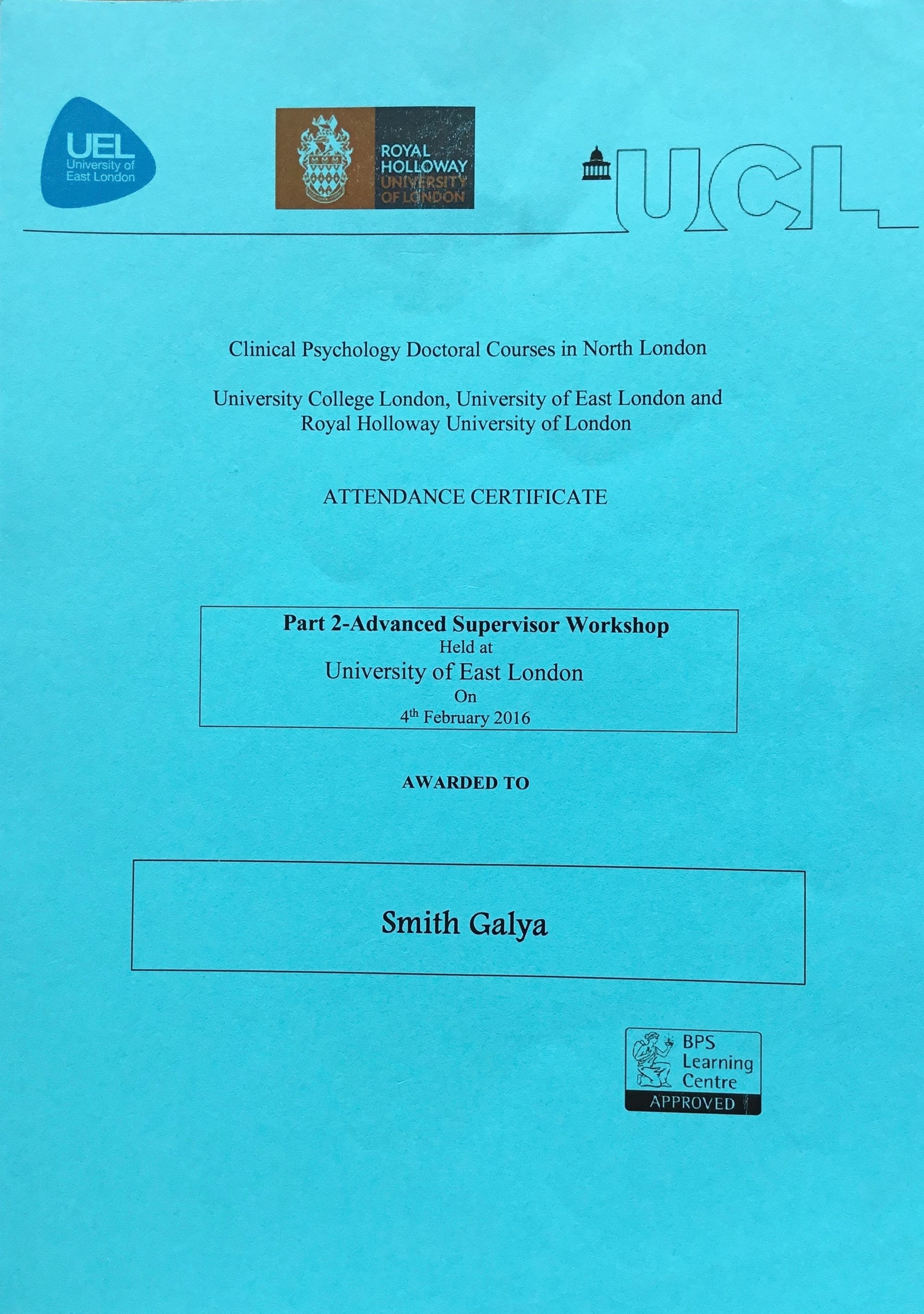Advanced Supervision of Psychologists