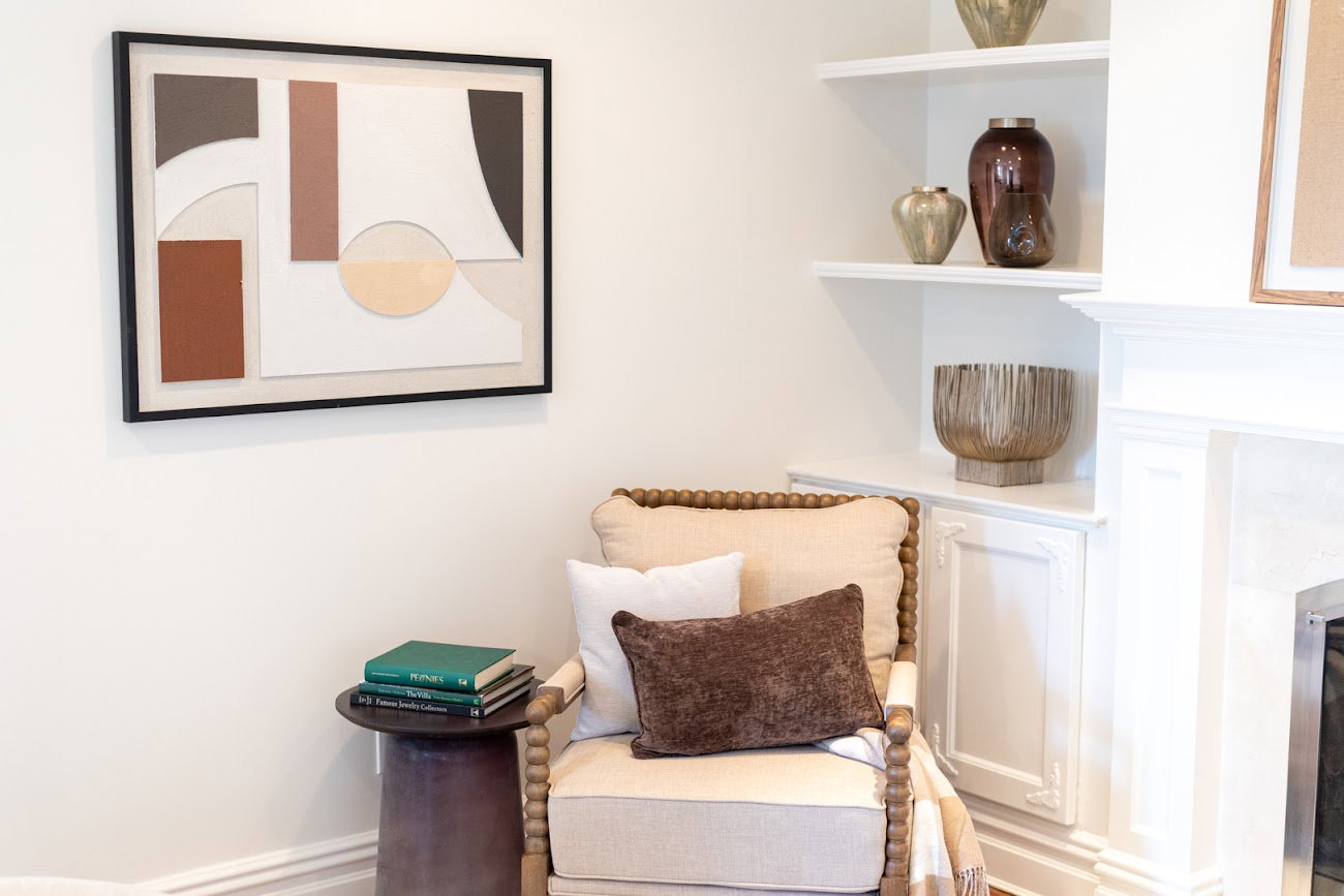 Styled reading corner from a Stunning Spaces home staging project