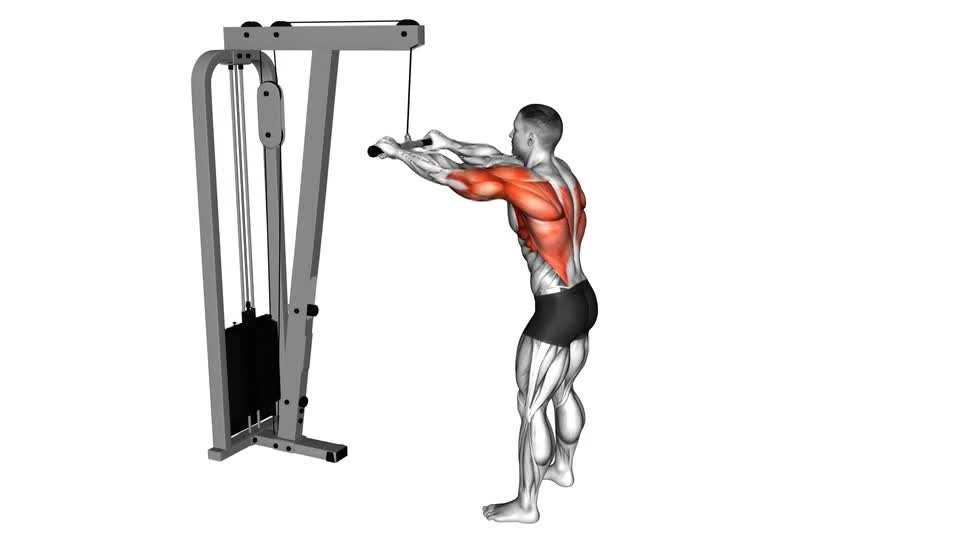 PULL OVER POLEA ALTA CON BARRA