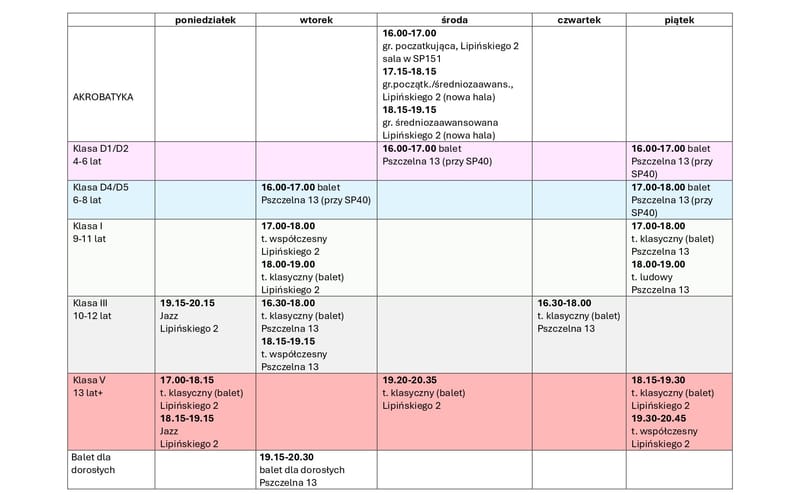 Plan zajęć 2025/2026