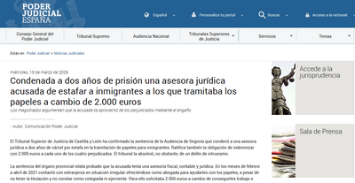 Condenada una abogada por cobrar 2.000 euros a  un inmigrante