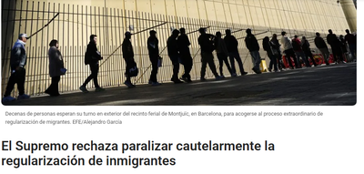 El Supremo rechaza suspender la regularización de inmigrantes