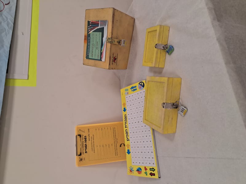 קופסאות בריחה, עיצוב תיק ספר וחידון שלטים