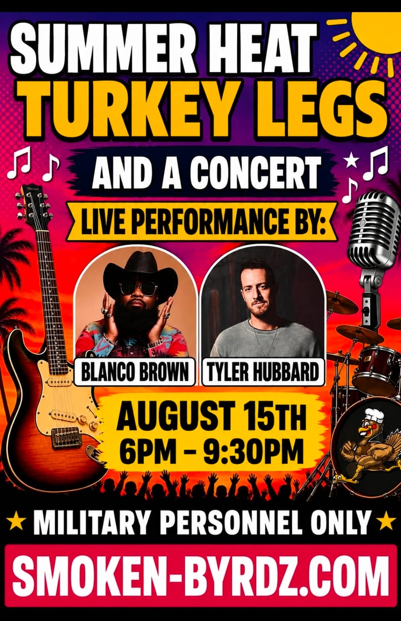 (Saturday 6:00PM-9:30PM) Blanco Brown and Tyler Hubbard Summer Heat Concert (Buckley Space Force Base)