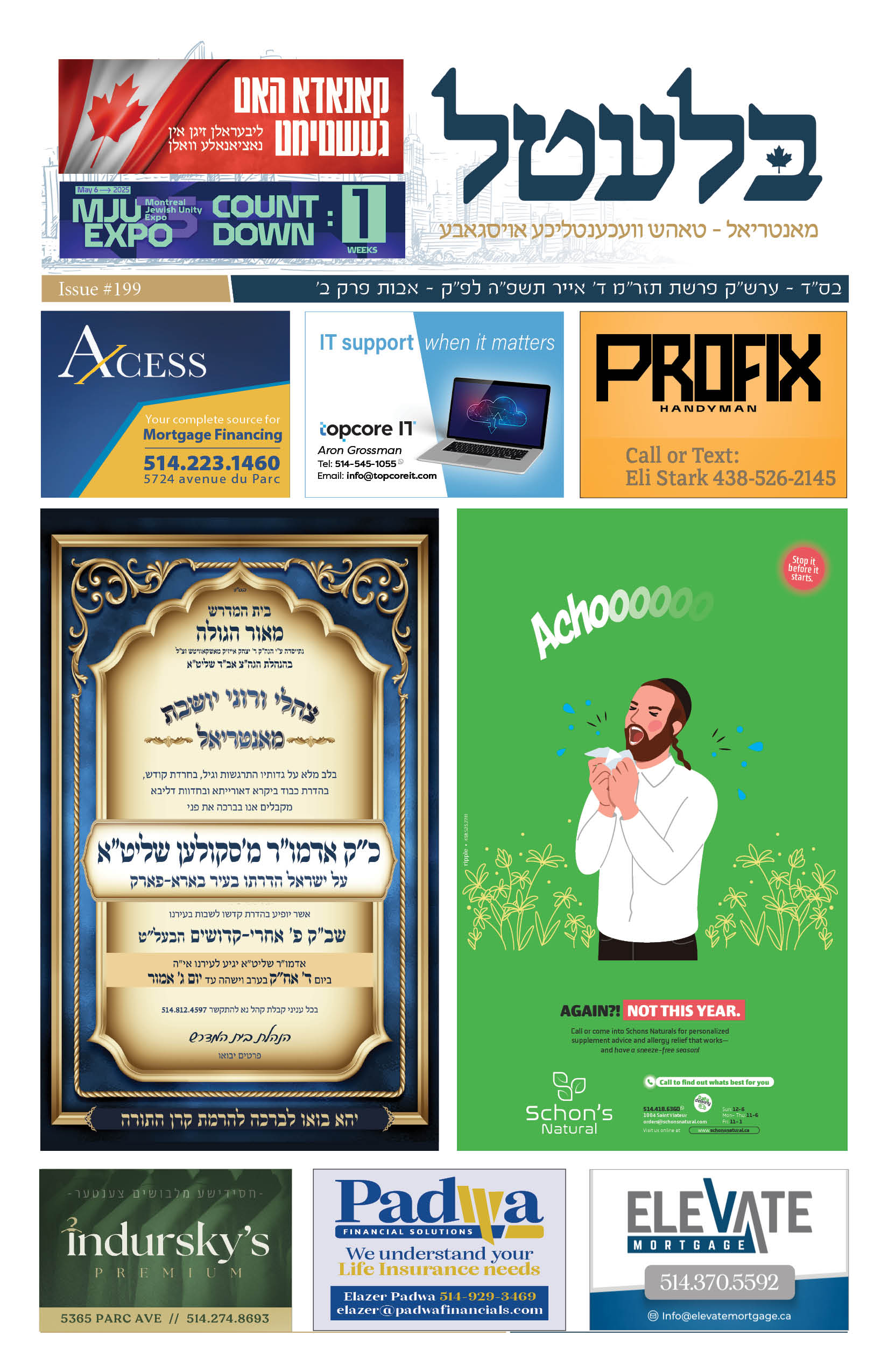 פרשת תזריע מצורע ISSUE #199