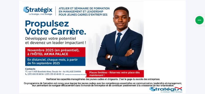 ATELIER ET SEMINAIRE DE FORMATION EN MANAGEMENT ET EN LEADERSHIP POUR LES JEUNES CADRES