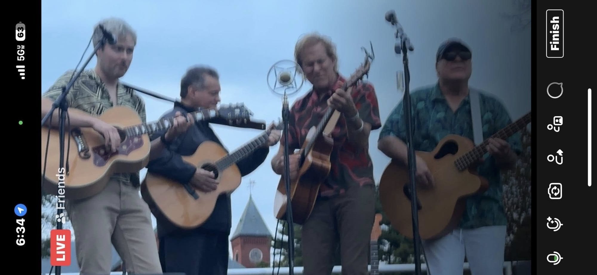 Performing in Medfield MA., with Buffett Coral Reefers'- Jim, Peter and Brendan Mayer, September, 2025.